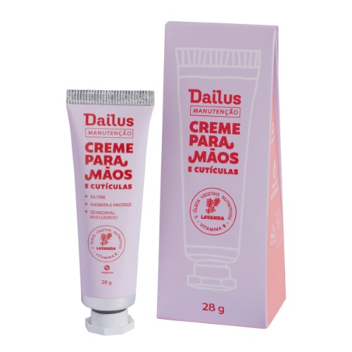 Creme para Mãos e Cutículas Dailus Manutenção Lavanda Vegano 28g