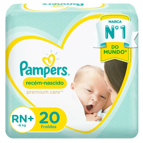 Fraldas Pampers Recém-Nascido Premium Care RN+ 20 Unidades