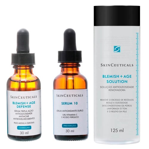 Skinceuticals Kit - Tônico Facial 125ml + Rejuvenescedor Facial 30ml + Tratamento Antiacne 30ml