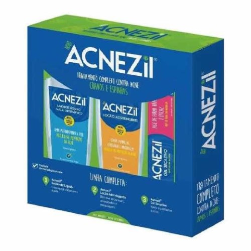 Acnezil Kit de Tratamento Completo com Gel de Limpeza, Loção Adstringente e Gel Secativo