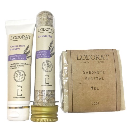 L’odorat Bem Estar Kit - Creme de mão + Escalda Pés + Sabonete + Lenço