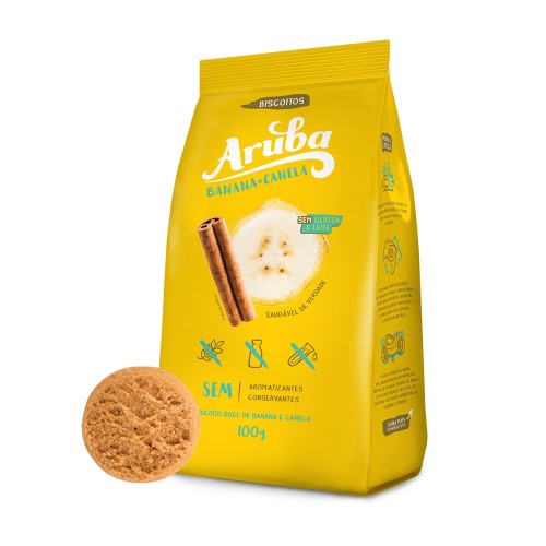 Biscoito De Banana Com Canela Sem Glúten - Aruba - 100g