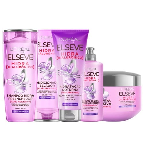 Elséve Hidra Hialurônico Kit - Shampoo + Condicionador + Creme de Pentear + Máscara + Creme Noturno