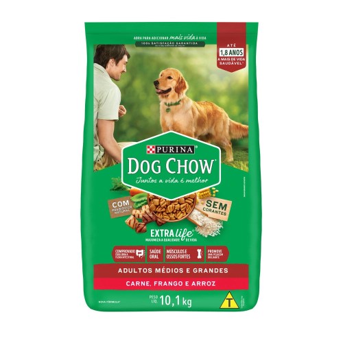 Ração para Cães Dog Chow Extra Life Adultos Médios e Grandes 10,1kg