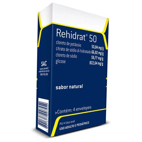 Rehidrat 50 Sabor Natural Pó 4 Envelopes de 7,337g