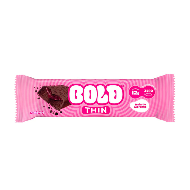 Barra De Proteína Bold Thin Trufa De Morango 40g