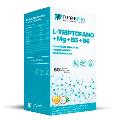 Nutravitta L-Triptofano + Magnésio+ Vitaminas C/ 60Cap