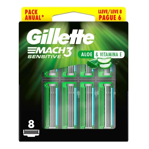 Carga Gillette Mach 3 sensitive Leve 8 pague 6