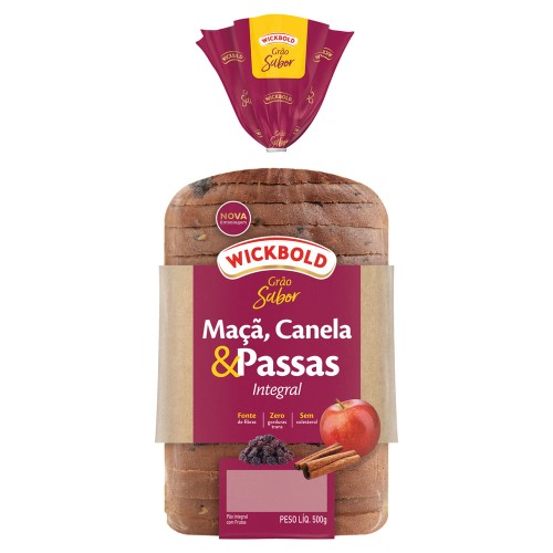 Pão Integral Wickbold Grão Sabor Maçã, Canela e Passas 500g