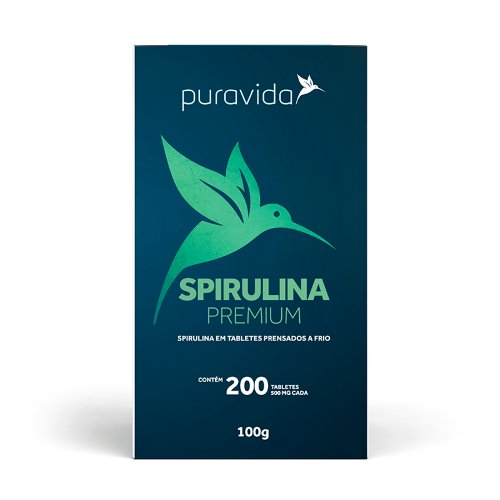 Puravida Spirulina Premium 500mg com 200 tabletes