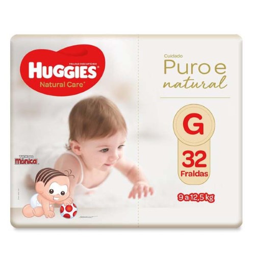 Fralda Huggies Natural Care G - 32 Unidades