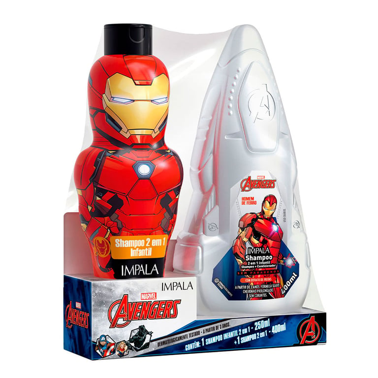 Impala Linha Avengers Homem de Ferro Kit – 2 Shampoos 250ml + 400ml