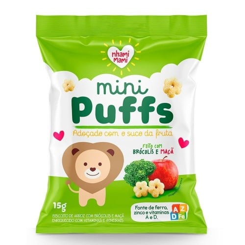 Biscoito de Arroz Mini Puffs Brócolis e Maçã com 15g