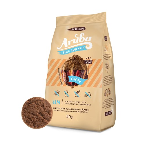 Biscoito Sabor Chocolate Zero Açúcar - Aruba - 80g