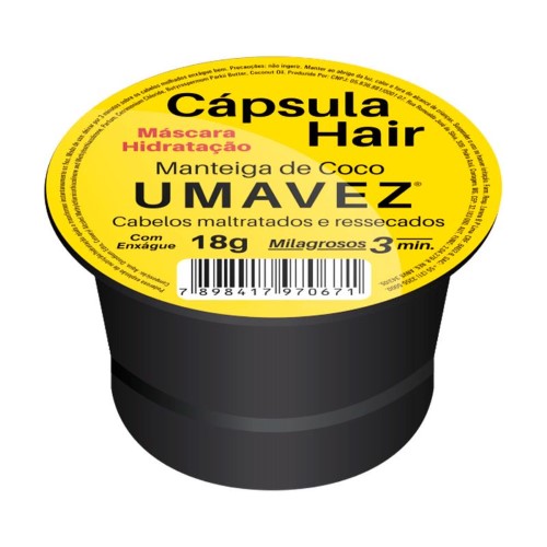 Capsula Hair Hidratante Uma Vez Manteiga De Coco 18g