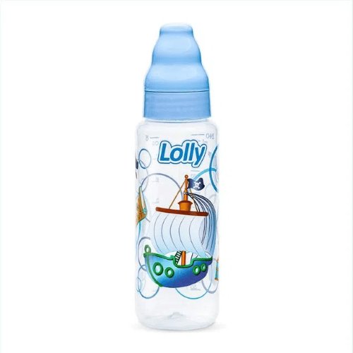 Mamadeira Lolly Tip Bico de Silicone Ortodôntico Líquidos Ralos Desenhos Sortidos Azul 240ml