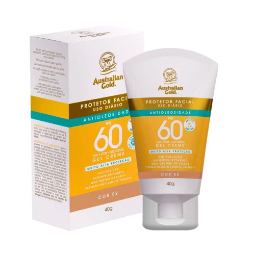 Protetor Solar Facial Australian Gold com Cor FPS 60 40g