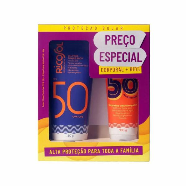 Kit Protetor Solar Ricosol  Corporal FPS 50 180g + KIDS FPS 50 100g