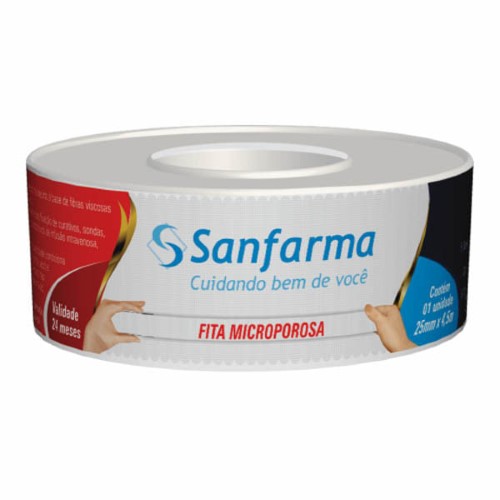 Fita Micropore Sanfarma 25Mmx4,5Cm Branca