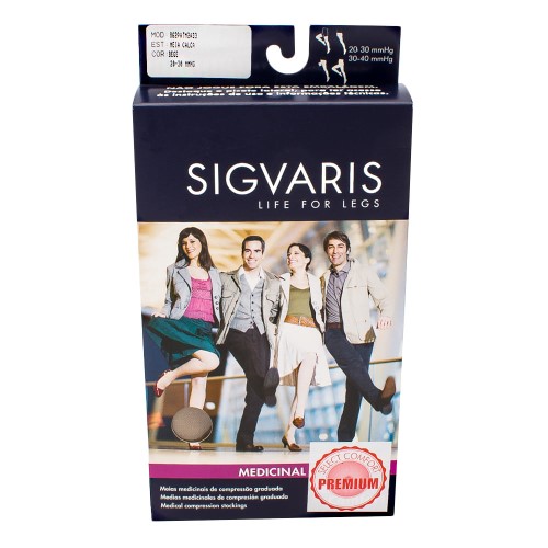 Meia Calça Sigvaris Select Comfort Premium 20-30 mmHg M (Tamanho Médio) Normal, Cor Natural, Ponteira Aberta