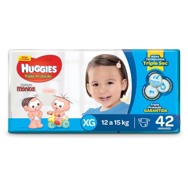 Fralda Huggies Turma Monica Tripla Protetor Mega Xg 42Un Grátis 4Un - Huggies Turma Monica