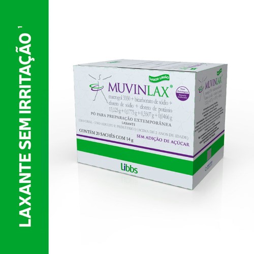 Laxante Em Pó Muvinlax Libbs 20 Envelopes De 14g Cada