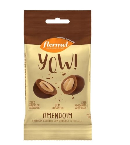 Yow Flormel de Amendoim com Chocolate Zero Açúcar com 40g