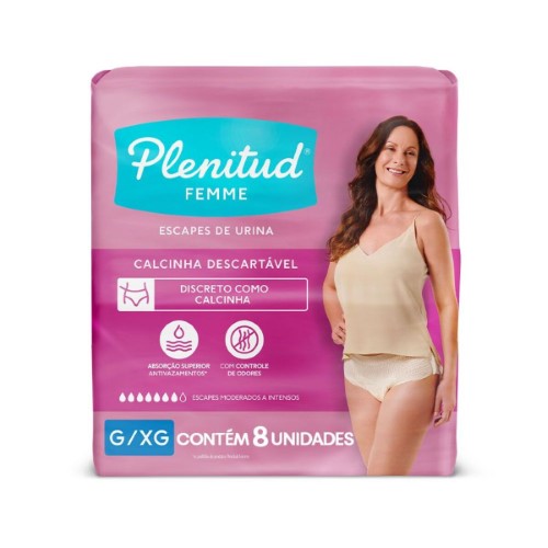 Fralda Calça Geriátrica Feminina Plenitud Femme G/XG 8 unidades