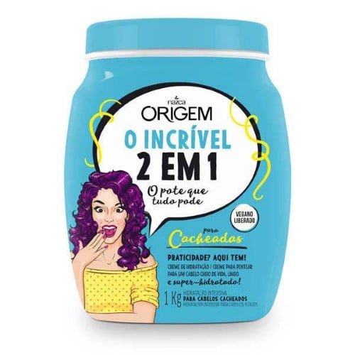 Creme Para Cabelo Origem 1Kg 2 Em 1 + Creme Para Pentear Cachos