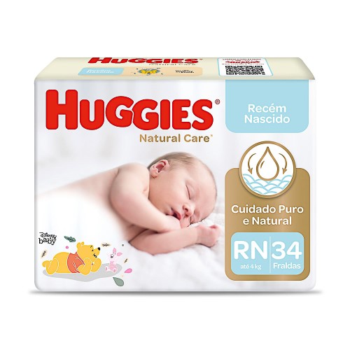 Fralda Huggies Natural Care RN 34 Unidades