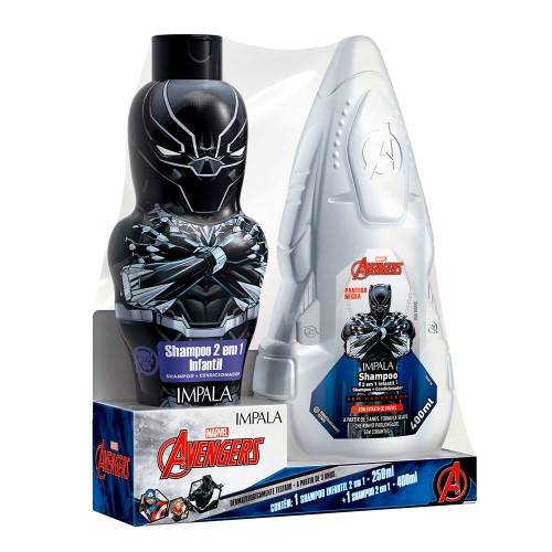 Impala Linha Avengers Pantera Negra Kit – 2 Shampoos 250ml + 400ml