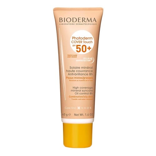 Protetor Solar Facial Bioderma Photoderm Cover Touch Pele Oleosa Cor Clara FPS50 com 40g