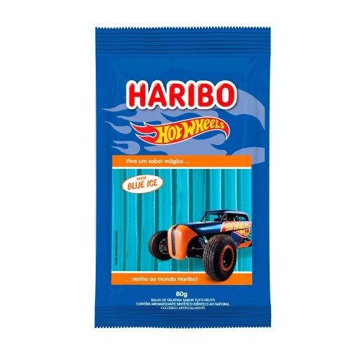 Balas de Gelatina Haribo Hot Wheels Blue Ice 80g