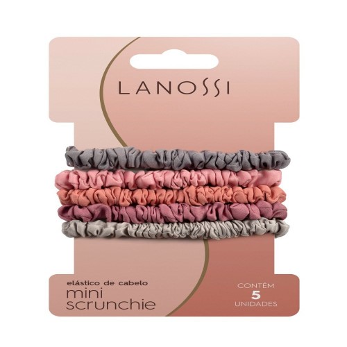 Elástico De Cabelo Lanossi Mini Scrunchie Ms Rose 5 Unidades