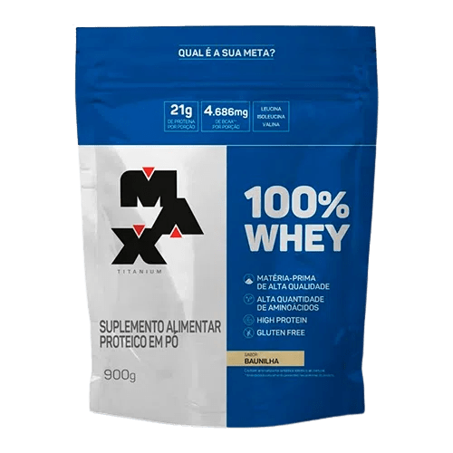 Whey Protein Max Titanium 100% Whey Baunilha Refil 900g