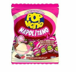 Pirulito Pop Mania sabor Napolitano -pacote de 600g- Riclan