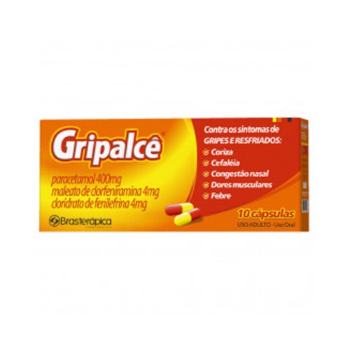 Gripalcê Paracetamol 400mg + Cloridrato Fenillefrina 4mg + Maleato de Clorfeniramina 4mg 10 cápsulas