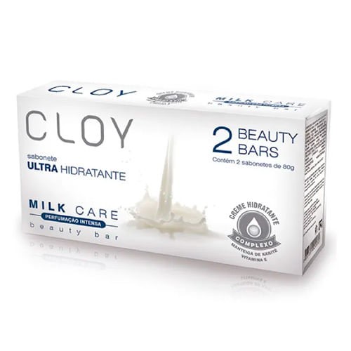 Sabonete em Barra Cloy Beauty Bar Milk Care com 2 unidades de 80g cada