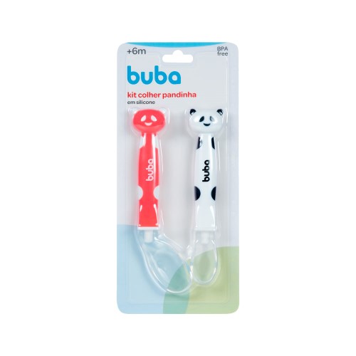 Buba Kit Colher Panda Rosa Silicone