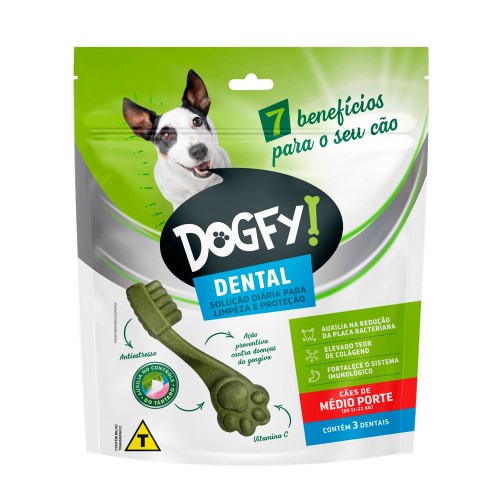 Snack Dogfy Dental Original para Cães Médio Porte de 11 a 22kg com 3 Unidades