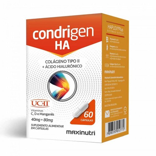 Condrigen HA Colágeno Tipo II + Ácido Hialurônico Maxinutri - 60 Cápsulas