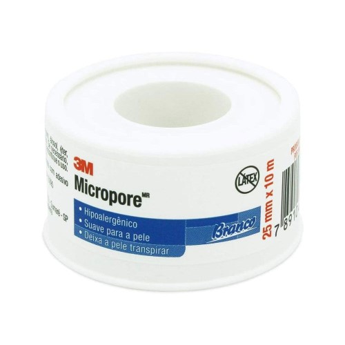 Fita Micropore 3M Hipoalergênica Branca 25mm X 10m