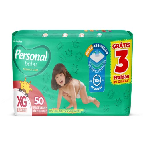 Fralda Personal Baby Protect&Sec XG - 50 Unidades