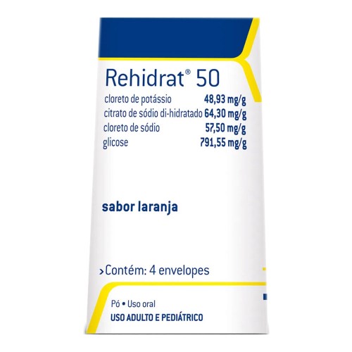 Rehidrat 50 Sabor Laranja Pó 4 envelopes de 7,625g