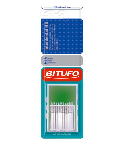 Escova Dental Bitufo Interdental HB Cilíndrica 2mm com 10 Unidades