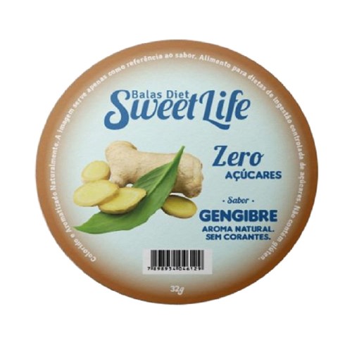 Balas Diet Sweet Life Sabor Gengibre Sem Açúcar 32g