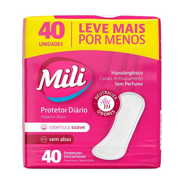 Protetor Diario Mili Sem Perfume 40 Unidades