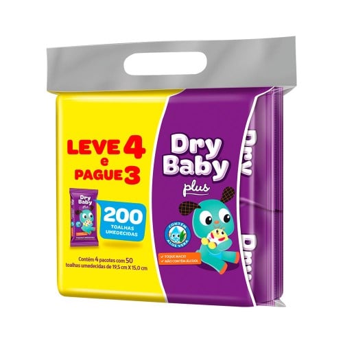 Lenço Umedecido Dry Baby Plus 200 unidades