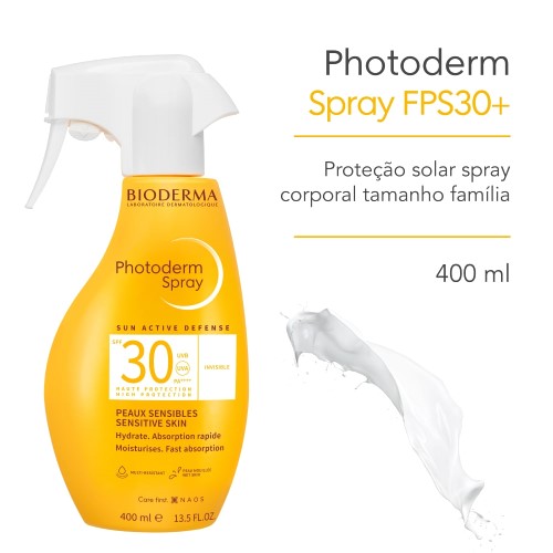 Protetor Solar Bioderma Photoderm Spray FPS 30 Textura Ultra Leve Para Todos Os Tipos De Pele 400ml