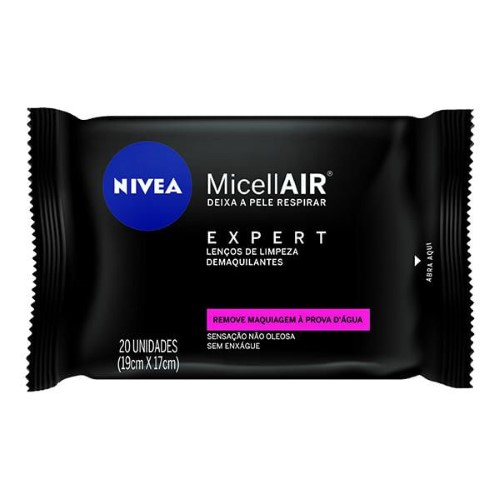 Lenços de Limpeza Demaquilantes Micelar Nivea MicellAIR Expert 20 unidades